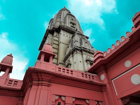 Architectural blueprint of a traditional Hindu temple with detailed annotations.