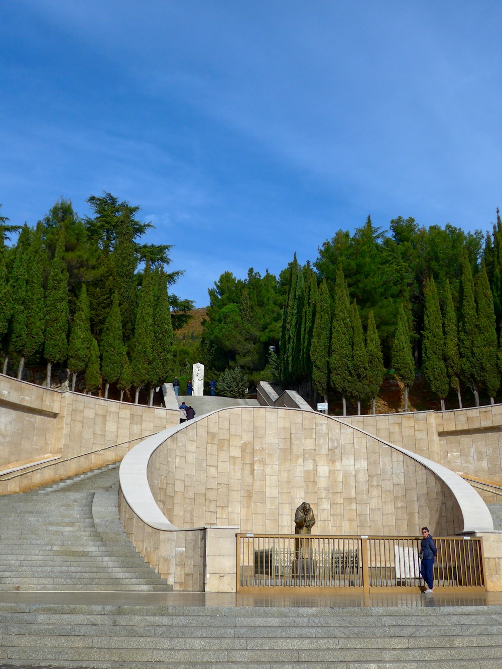 a person walking up a set of stairs