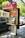 A public payphone booth with a pink canopy displaying a Telstra logo and offering free Wi-Fi is situated on a city street. Nearby, parked cars and trees are visible, suggesting an urban environment. The booth features a metallic payphone unit with a keypad and display.