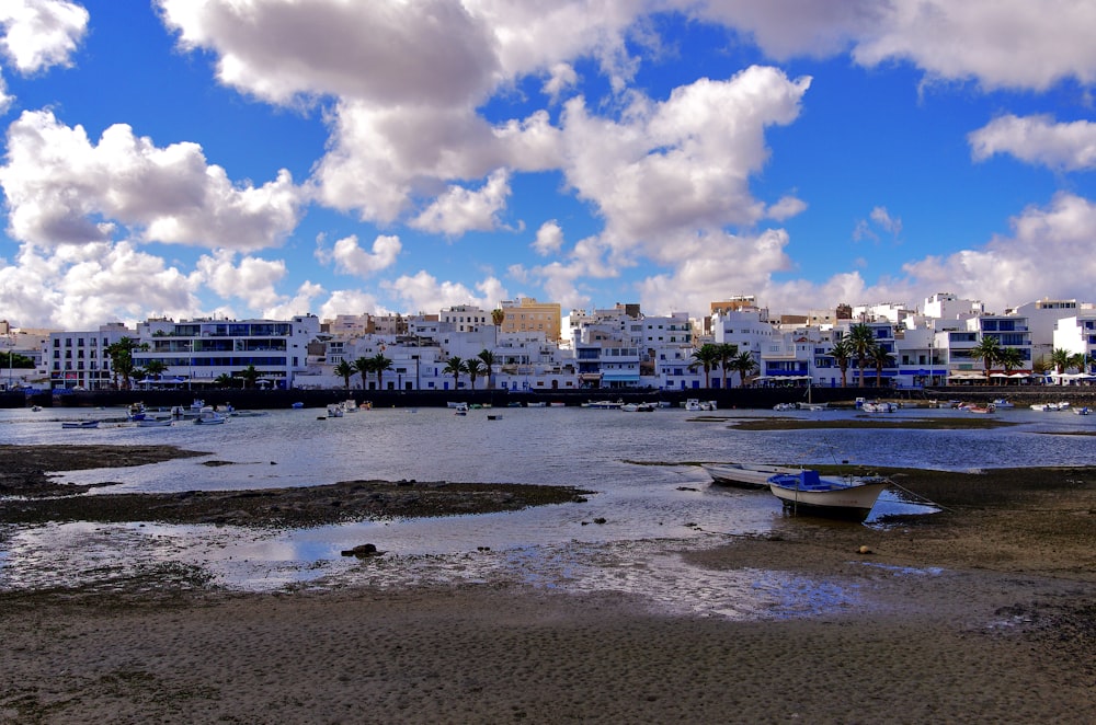 a body of water with a bunch of buildings in the background