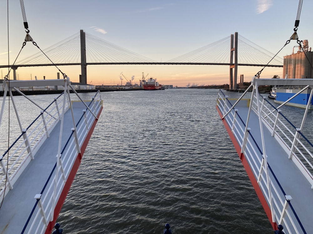 a view of a bridge over a body of water