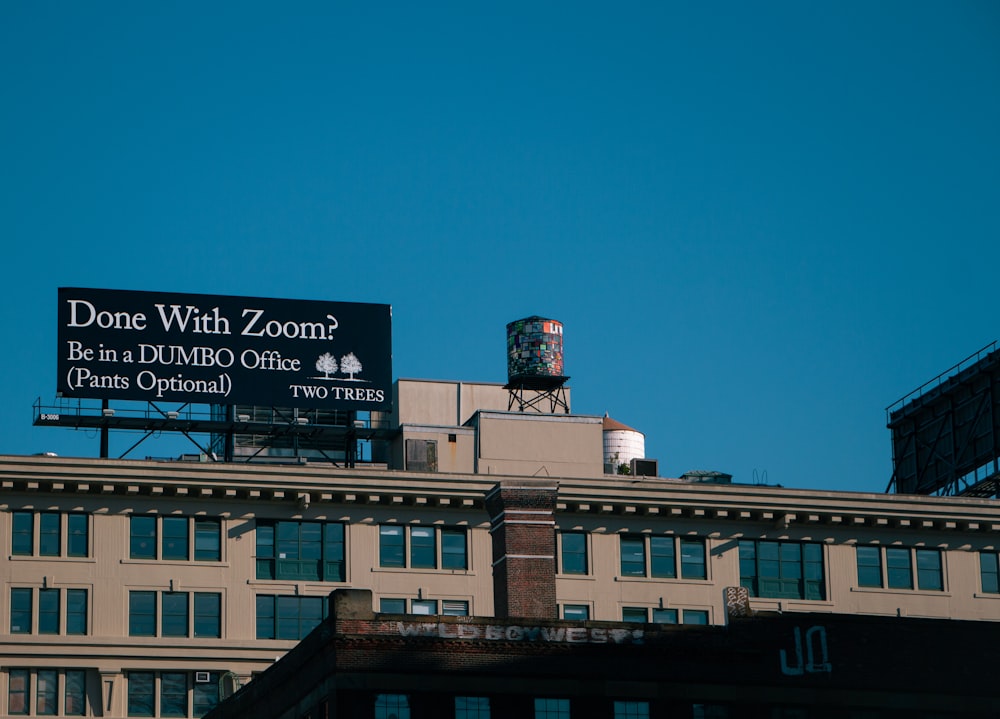 a large billboard on top of a building