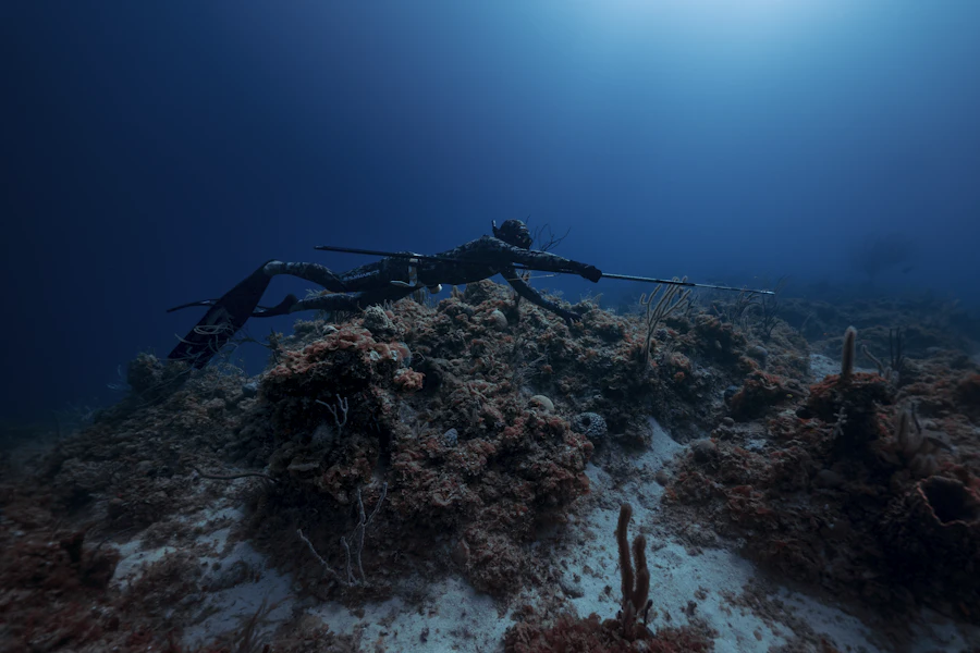 Diver over a Bali coral reef