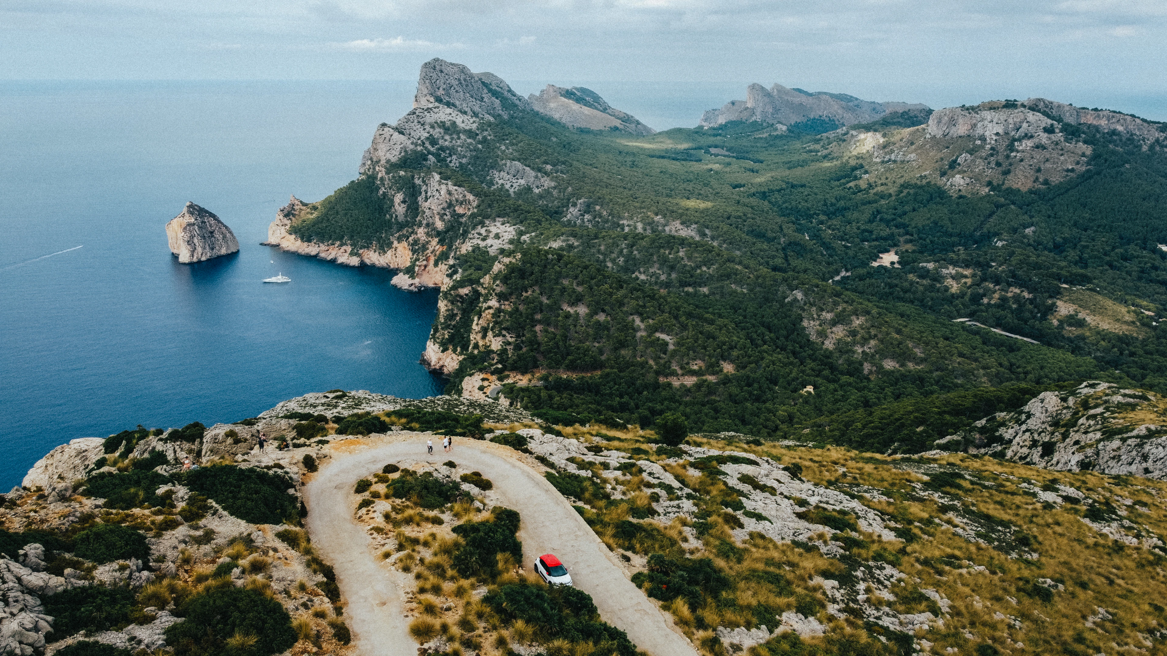 A quiet road below the mountains in Mallorca