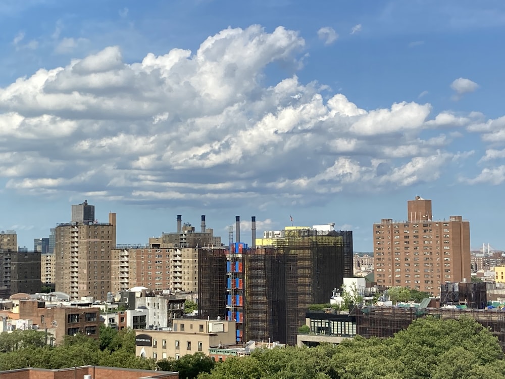 a view of a city with tall buildings