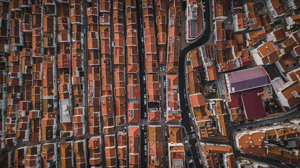 an aerial view of a city with lots of buildings