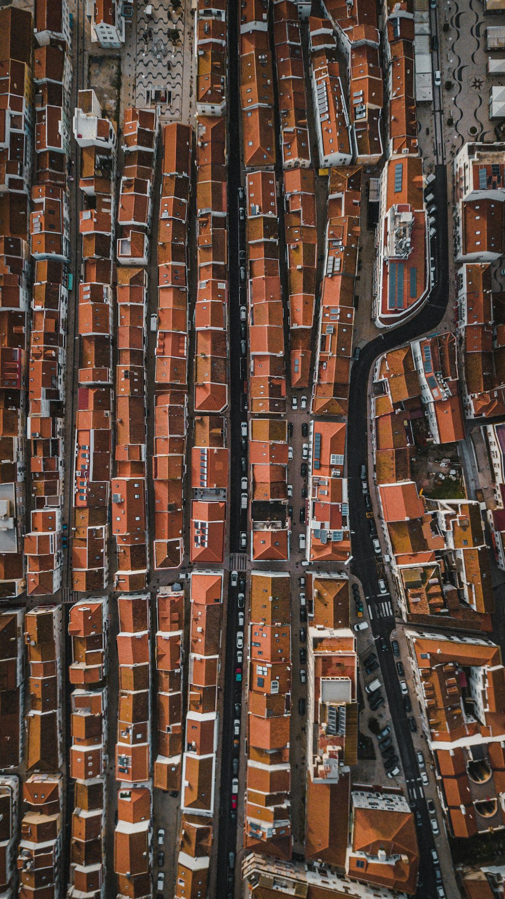 an aerial view of a city with lots of buildings