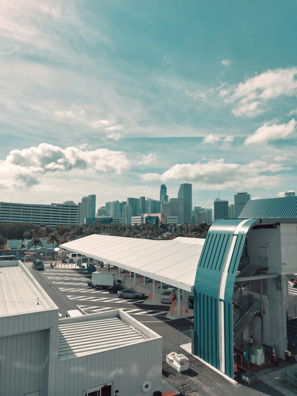 a view of a city from the roof of a building