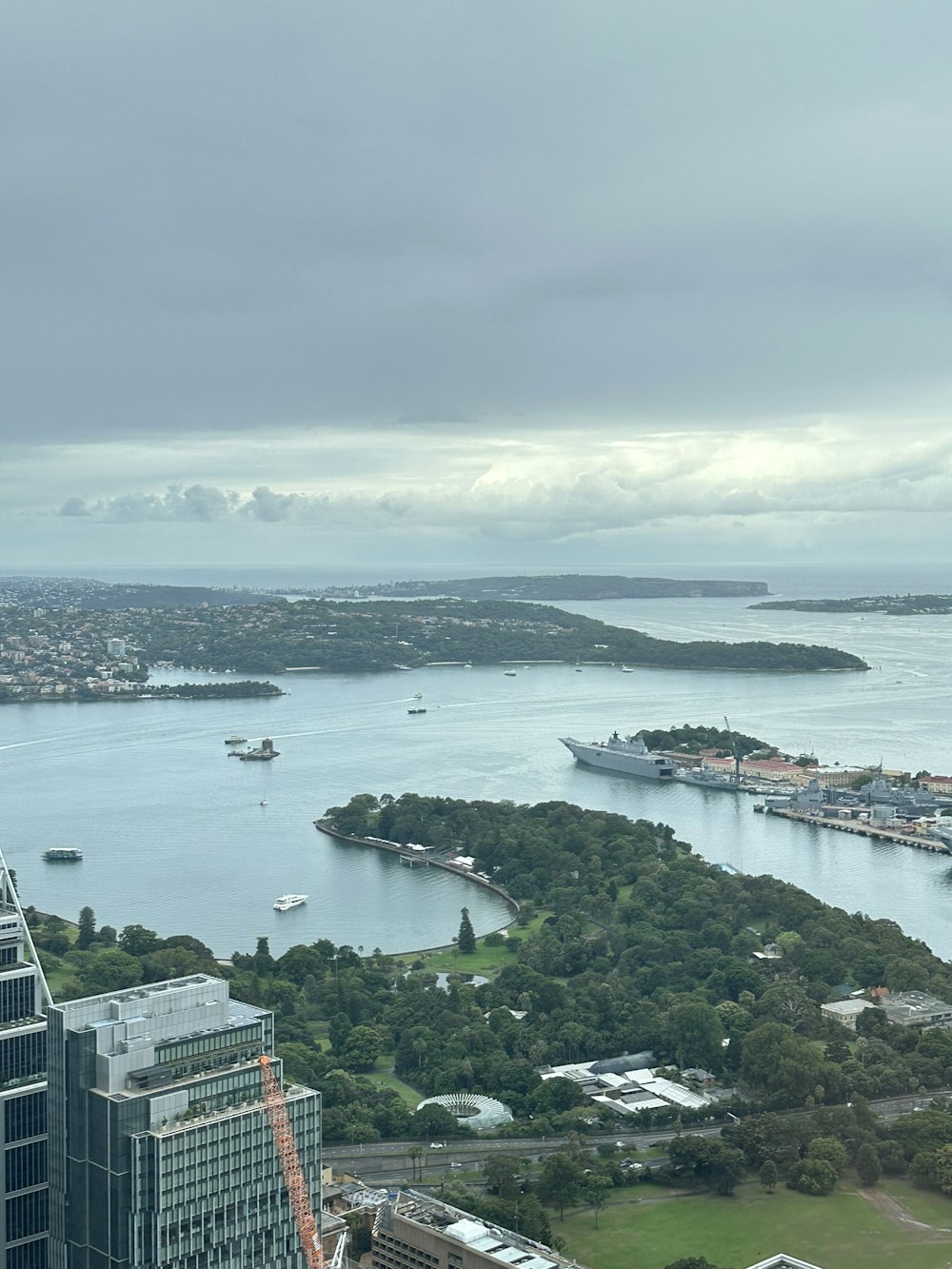 a large body of water surrounded by a city