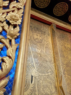 Close-up of intricate patterns inspired by traditional Nepali art.