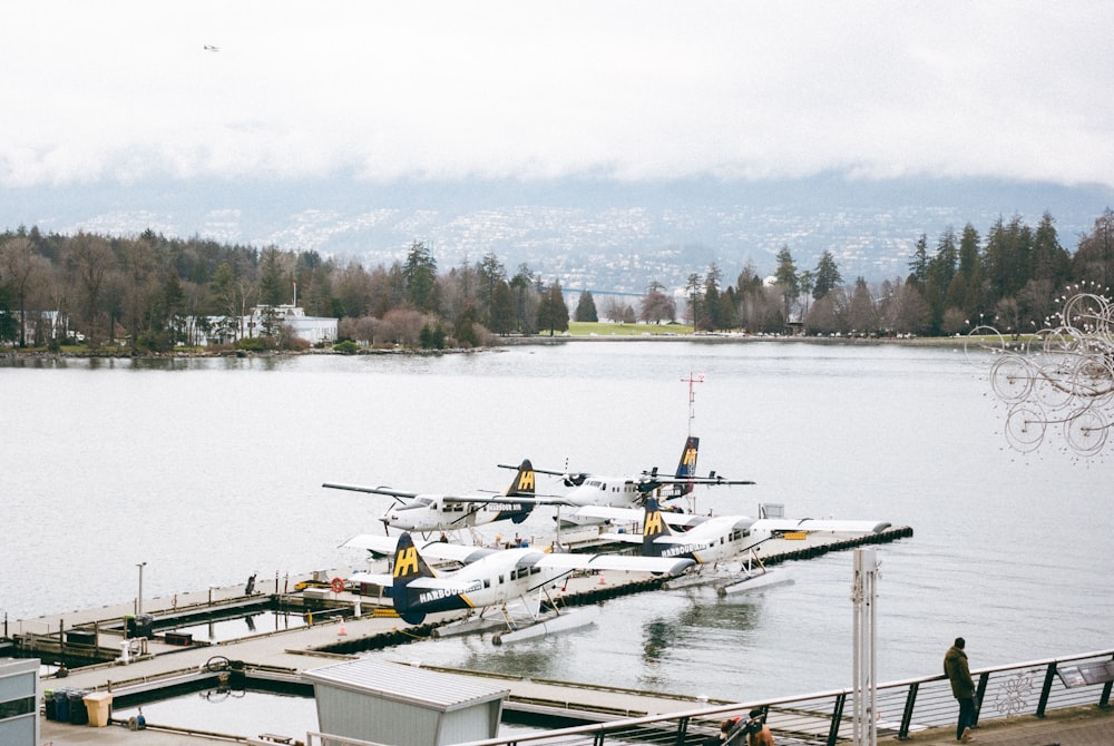 a couple of planes that are sitting in the water