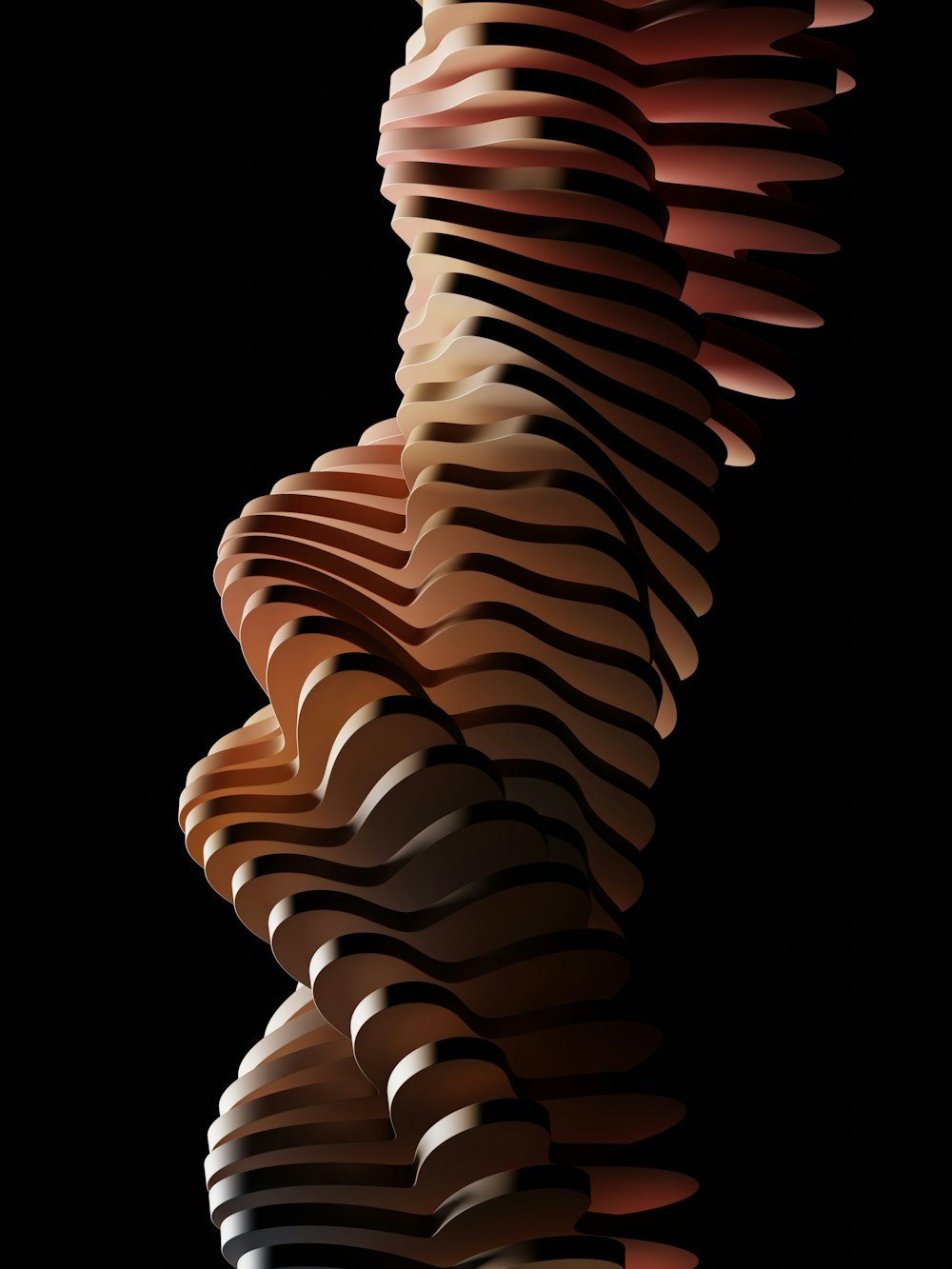 a very tall stack of stacked objects on a black background