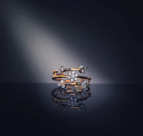 a couple of rings sitting on top of a table