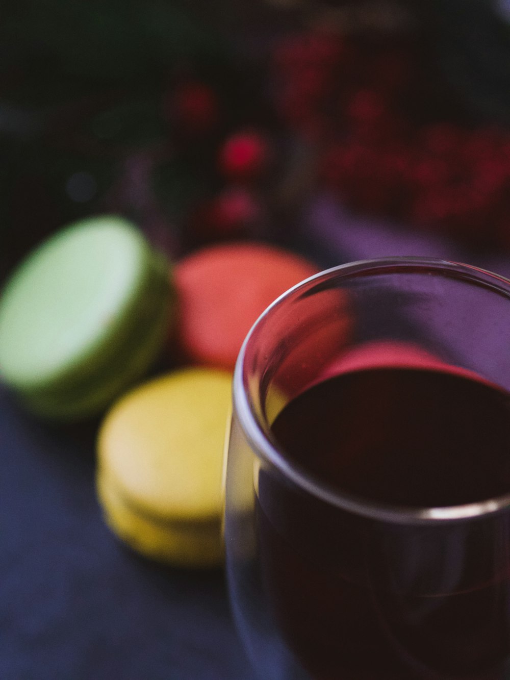 a close up of a glass of wine