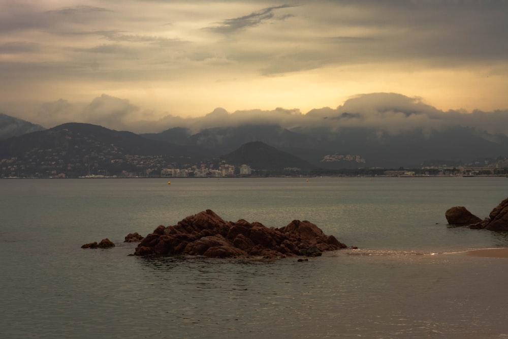 a large body of water surrounded by mountains