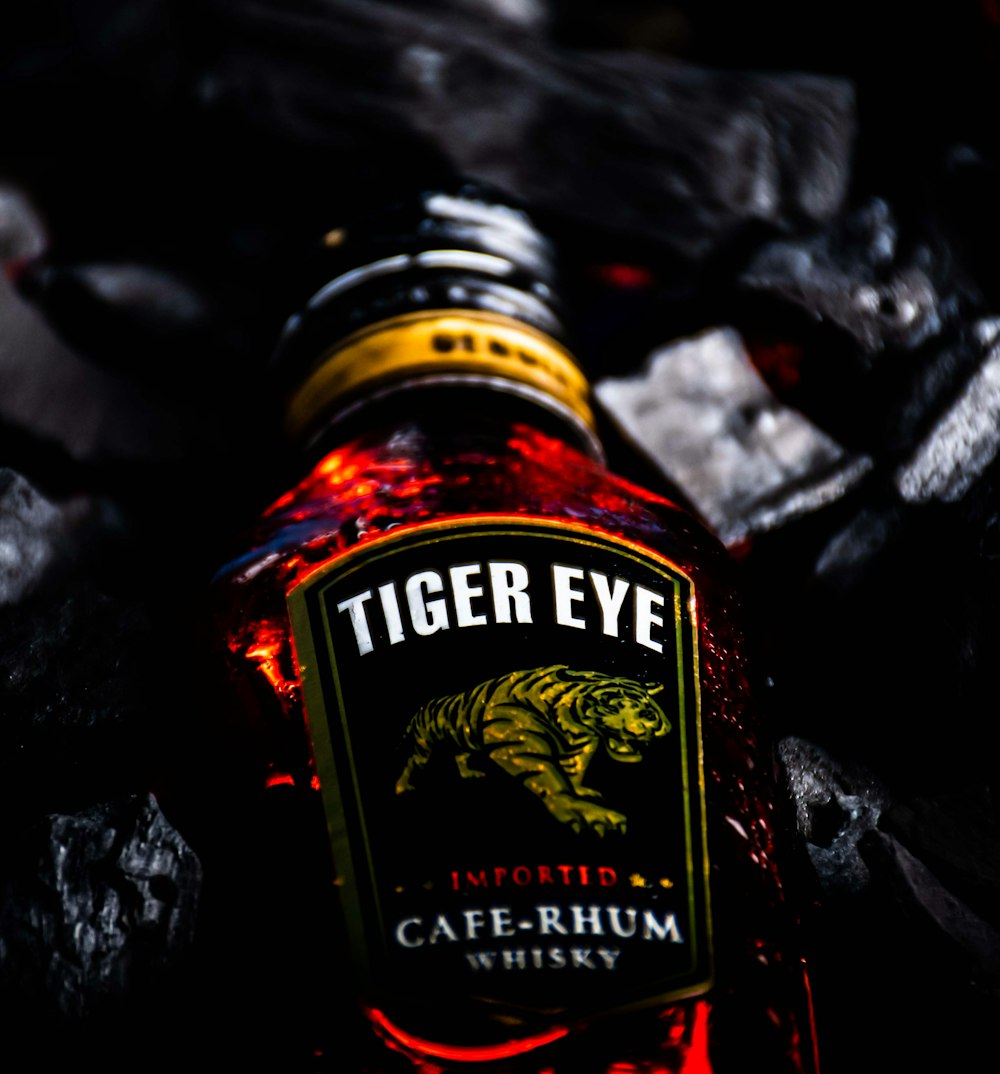 a close up of a bottle of tiger eye