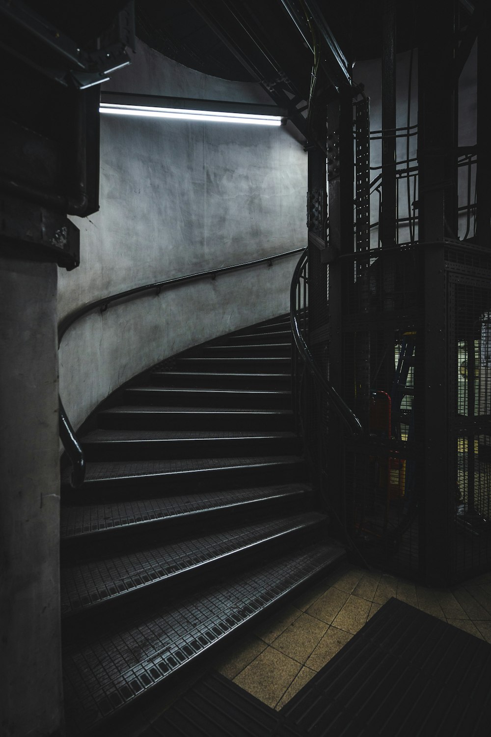 a set of stairs leading up to the top of a building