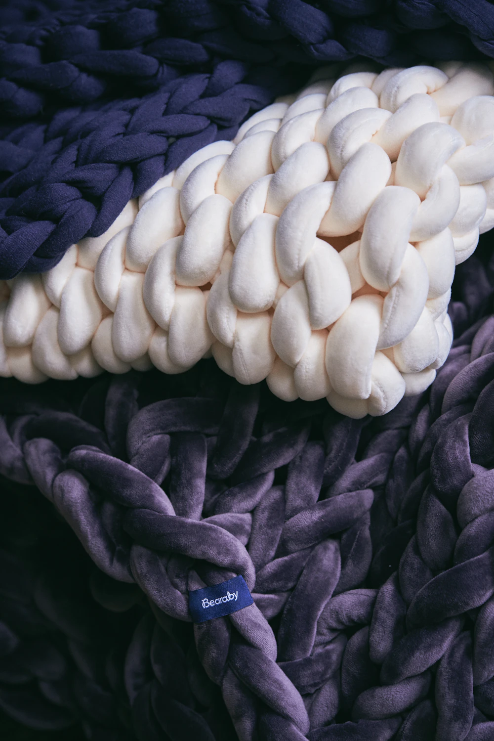 Navy Chunky Knit Throw
