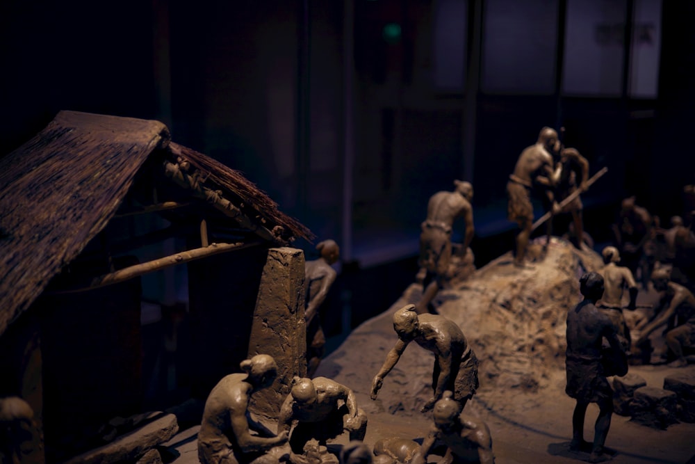 a group of figurines that are on a table