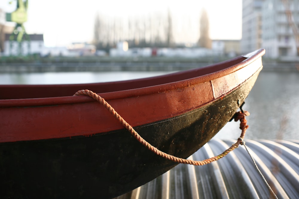 a close up of a boat on a body of water