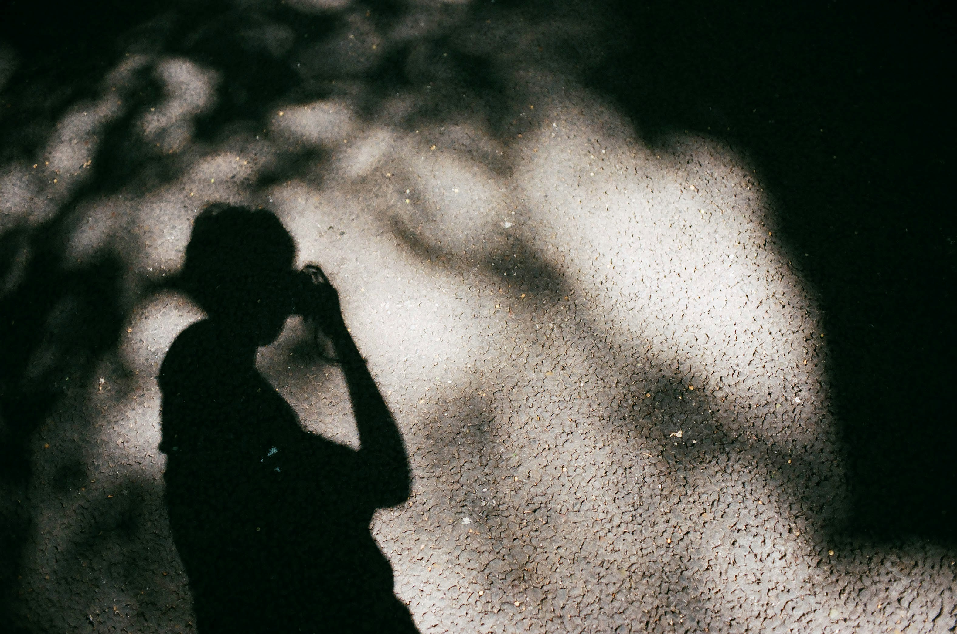 a shadow of a person holding a cell phone