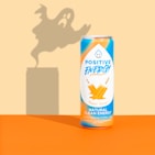 Dynamic shot of Sipstart energy booster cans with a sporty backdrop.