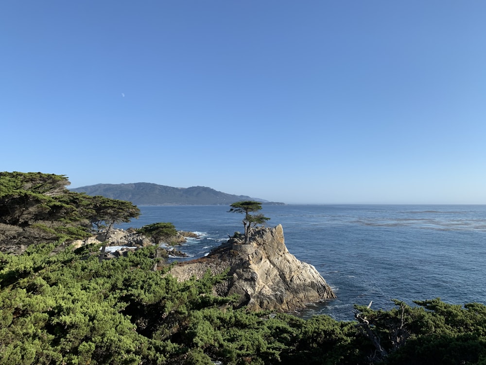 a view of the ocean from a cliff