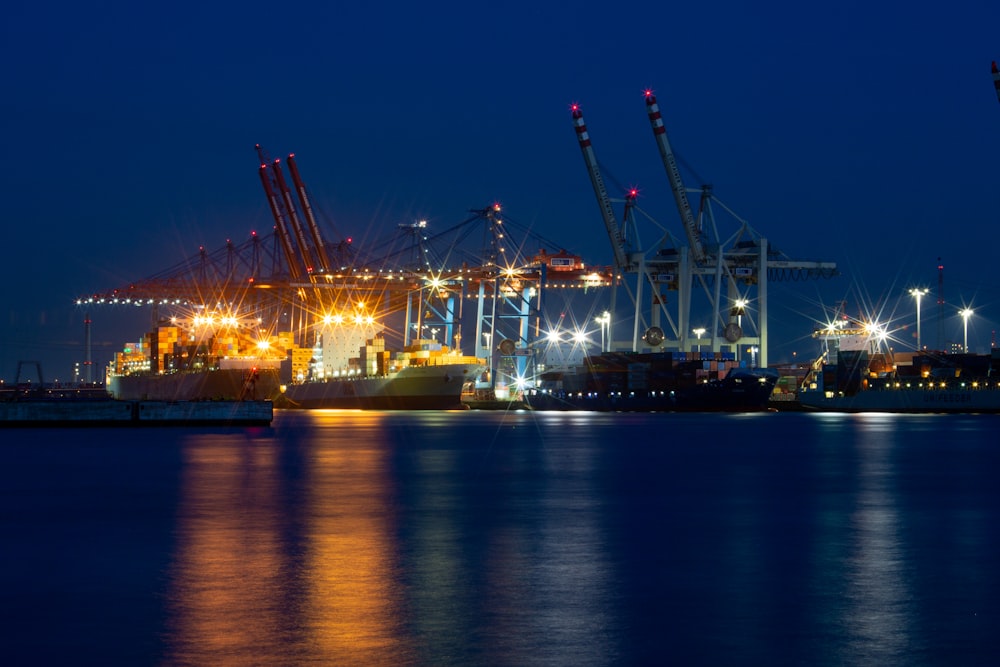 a harbor filled with lots of large cranes