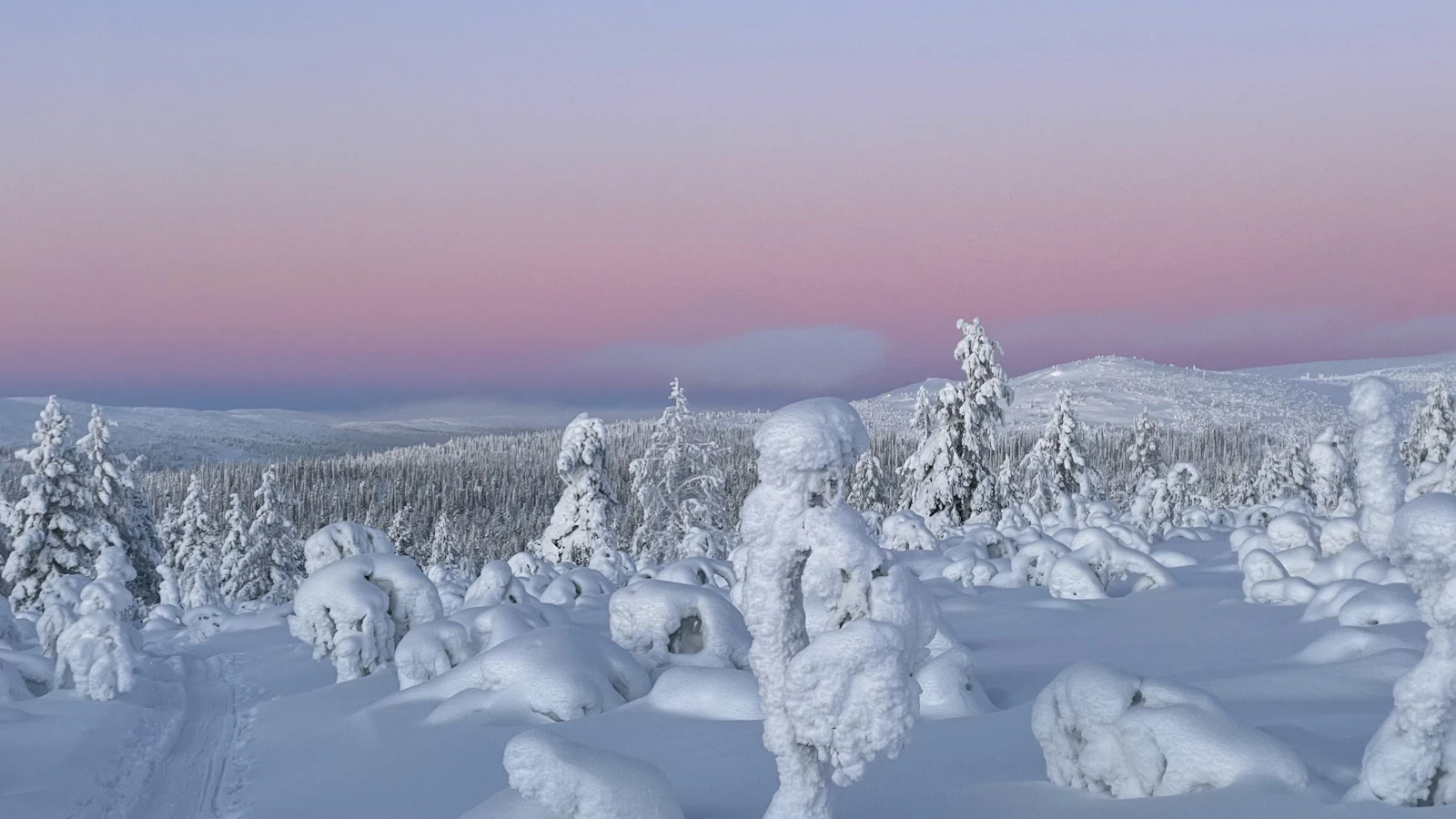 A Lapland mountain under winter snow