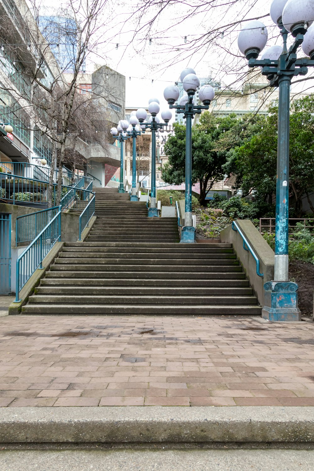 a set of stairs leading up to a building