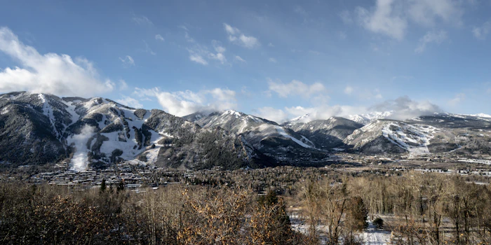 Snowy mountains above the valley