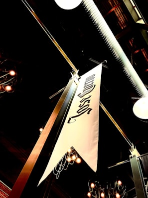 Indoor normal flex banner hanging in a conference hall.