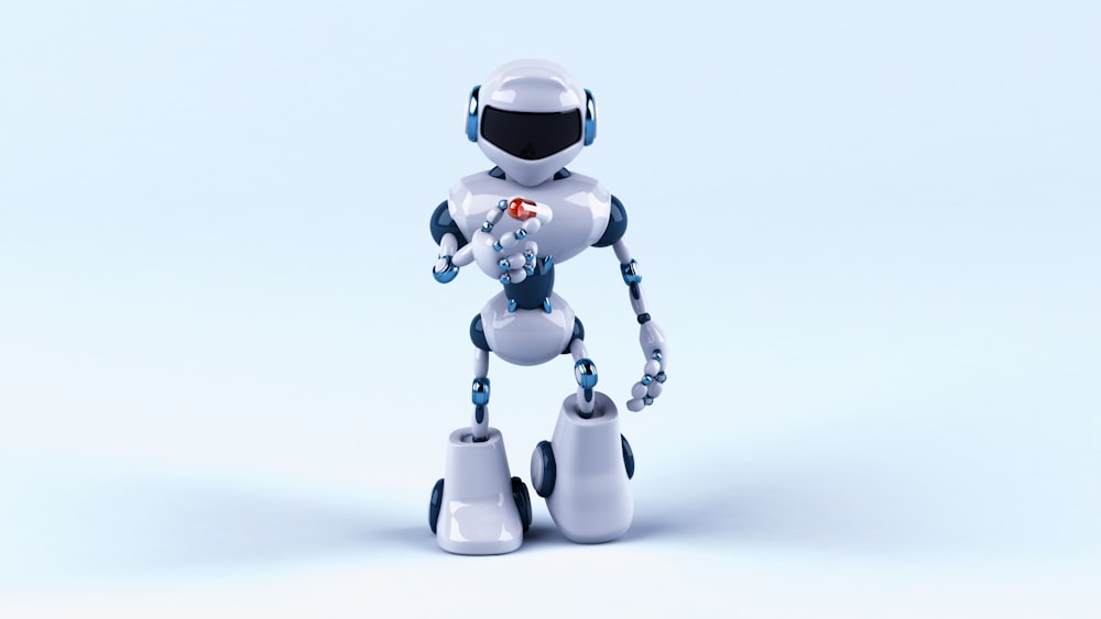 Ein Roboter, der auf einem Fuß steht