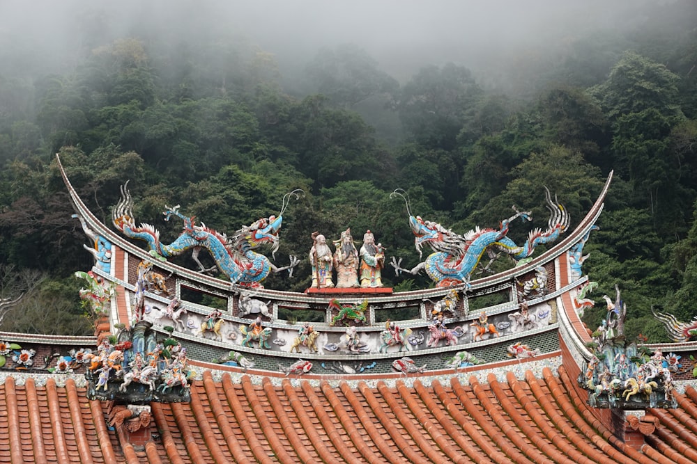 a group of people standing on top of a roof