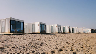 Container home with stylish interior and tropical surroundings.