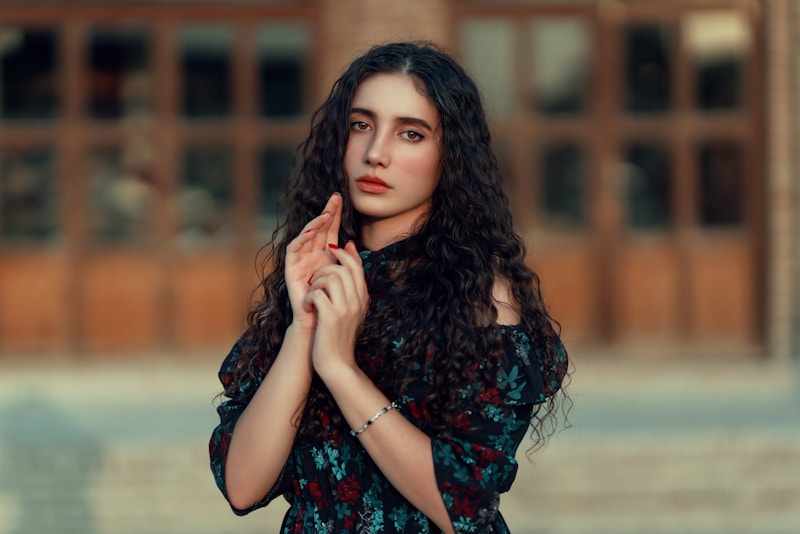 Chic woman in front of building