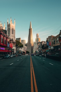 Columbus Street in North Beach with the TransAmerica building