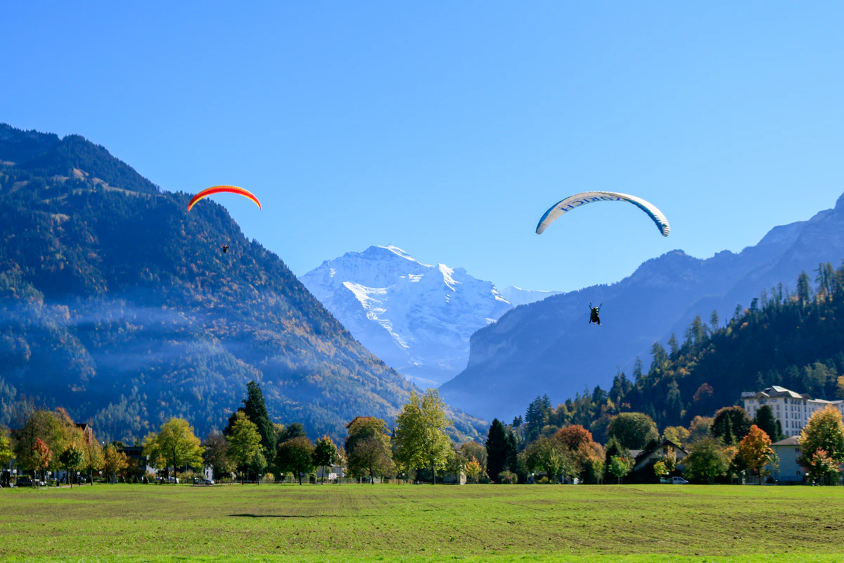 Paragliders over Interlaken
