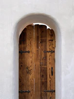 Rustic style melamine door with natural wood pattern and matte finish.