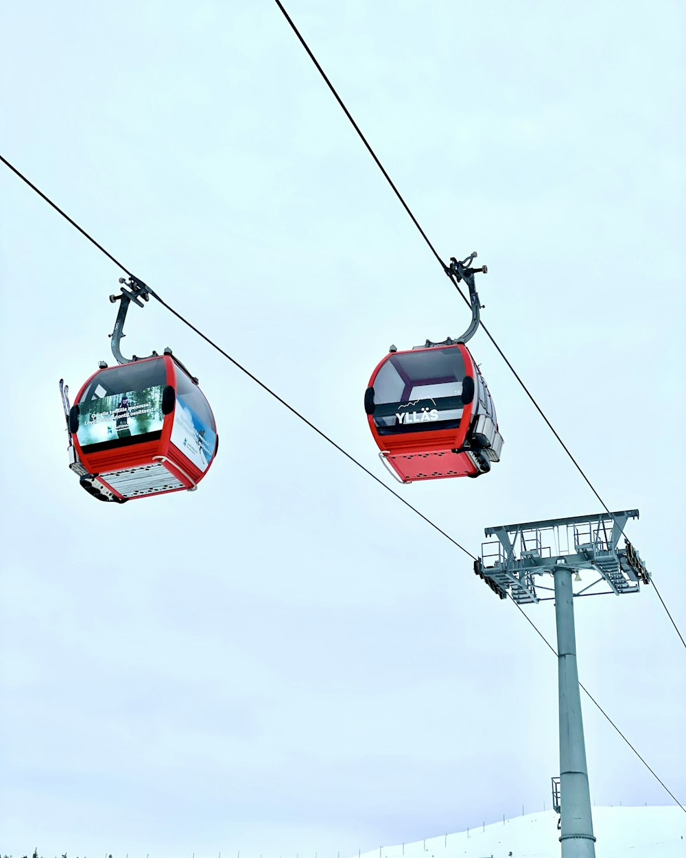 a ski lift with two people on it