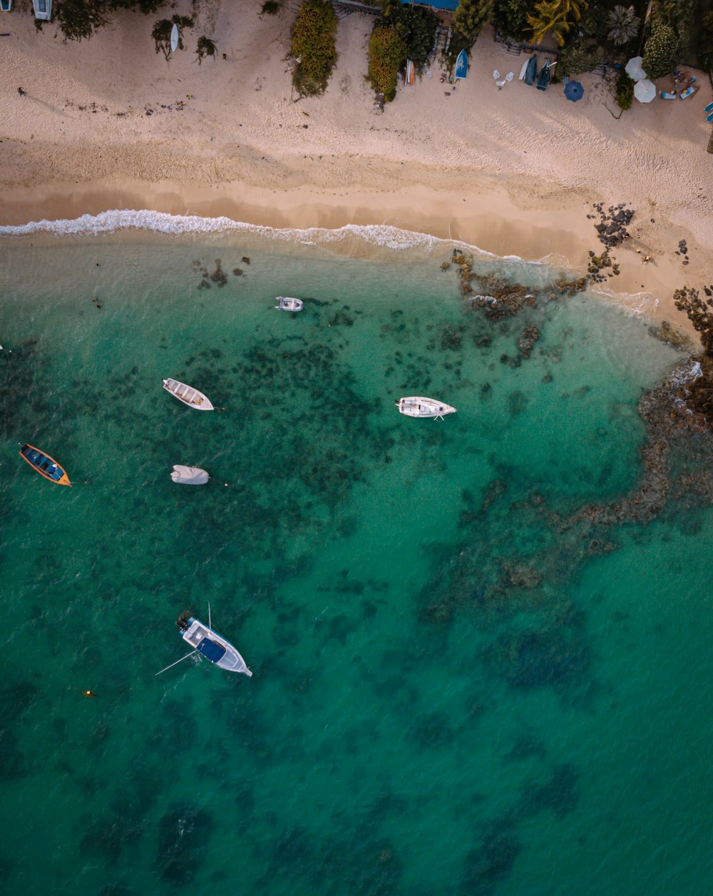 a group of boats floating on top of a body of water