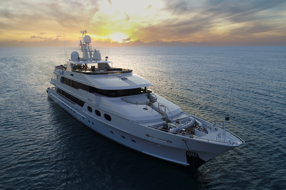 a large white boat in the middle of the ocean