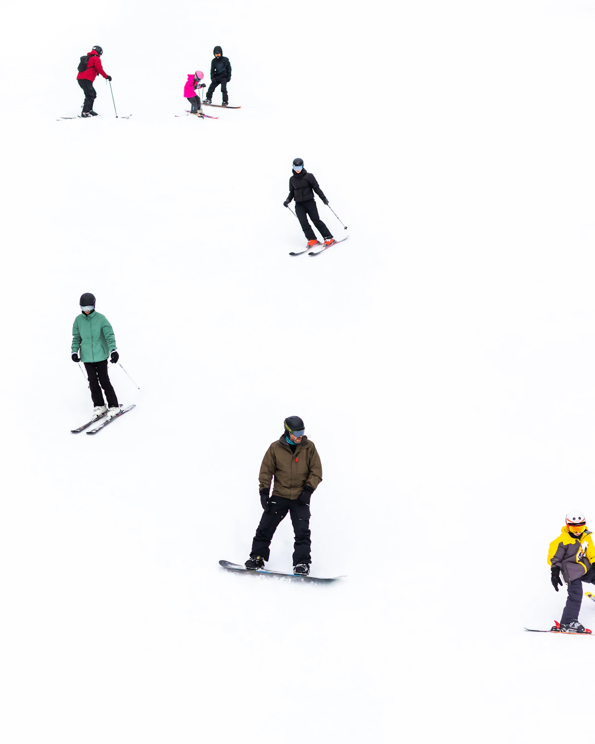 Family skiing together at Colorado resort