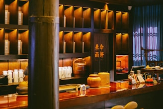 a bar with a lot of bottles on it