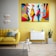 A vibrant painting displayed in a modern living room.