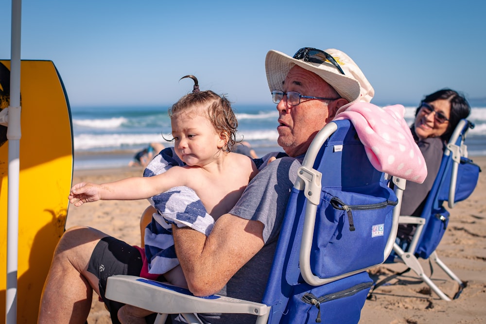 a man sitting in a chair with a little girl on his lap