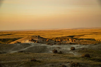 A sprawling Texas ranch at sunset, with rolling hills and ancient oak trees casting long shadows.