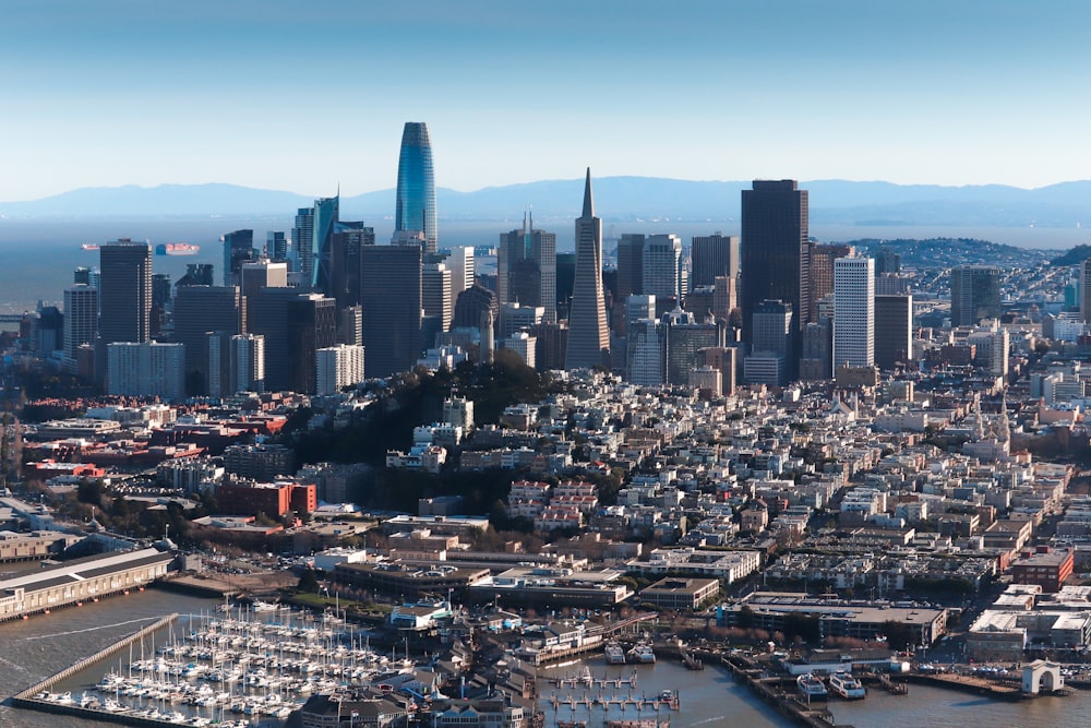 a view of a city with a lot of tall buildings