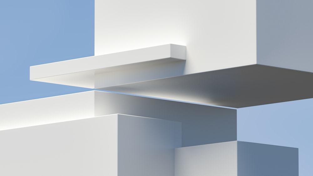 a blue and white abstract photo of a corner