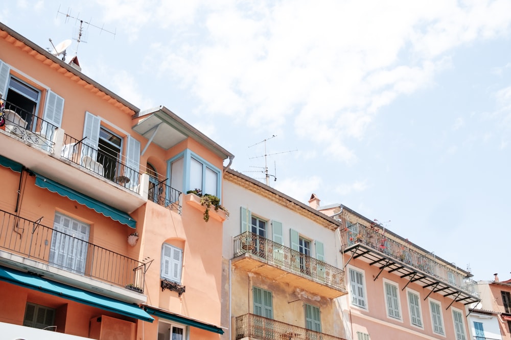 a row of buildings with balconies and balconies